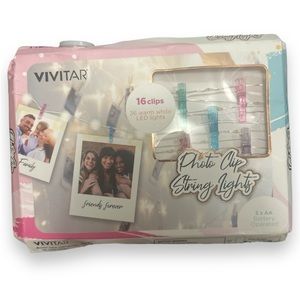 NWT Vivitar String Fairy LED Lights, Colored Clips for Hanging Pictures